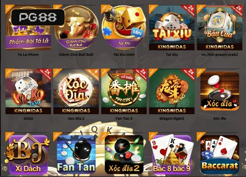 Sòng bài PG88 sở hữu kho trò chơi giải trí hấp dẫn